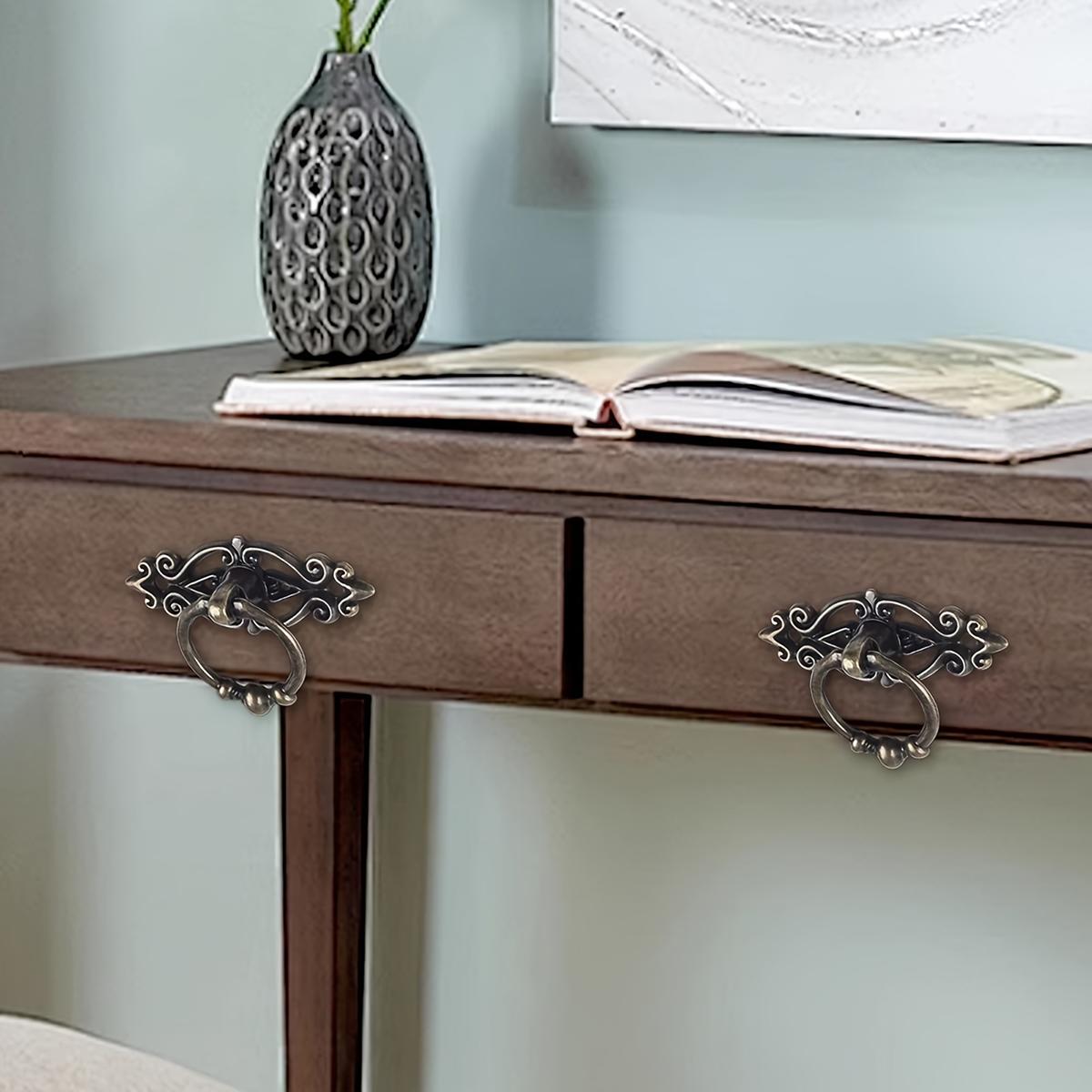 

2pcs Vintage Drawer Handles with Screws, Vintage Hanging Rings for Cabinet Door Drawer Handles чорний