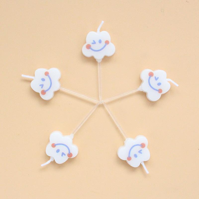Cute Cloud Smile Birthday Cake Candle Korean Ins Creative Children's Party Decoration 5 Candles