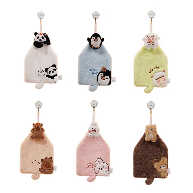 Prosoape de Mână pentru Copii cu Modele Drăguțe cu Animale de Desene Animate, Catifele Moi de Corali, Foarte Absorbante, Uscare Rapidă, Pentru Bucătării și Băi