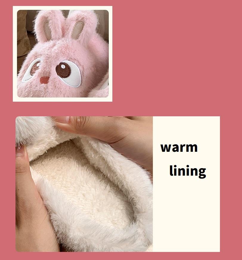 Fashion White Bunny Slippers For Home Kawaii Shoes Women Rabbit Fluffy Slippers Winter Indoor Sandals Woman Platform Bootie Slipper New
