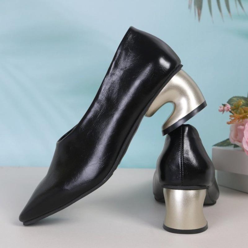 Fashion Summer New Square Head Shallow Mouth Single Shoes Women Fashion Set Foot Anti-slip Wear Opposite Sex Heel Shoes