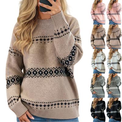 Women's T-Shirt Vintage Floral Print Round Neck Loose Long Sleeve Mid-Length Thumb Leak Top