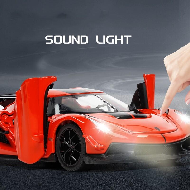 1/32 Scale Koenigsegg Jesko Zinc Alloy Model Car, with Light & Sound & Pull-Back Diecast Toys Gifts Collections Decorations For Boys