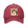 Cute Cat Face With Abstract Festival Bursts Washed Baseball Cap Outdoor For Womens Unisex FeUnisex