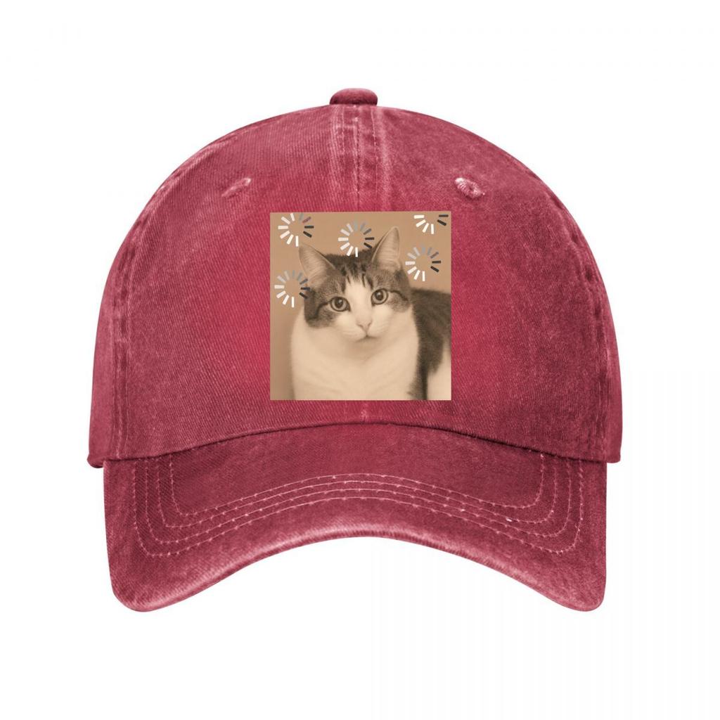 Cute Cat Face With Abstract Festival Bursts Washed Baseball Cap Outdoor For Womens Unisex FeUnisex