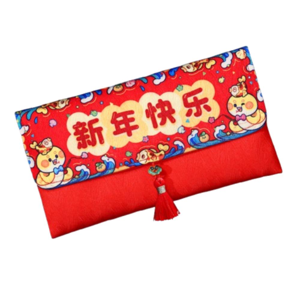 Traditional 2025 New Year Money Bag Cloth Red Pocket Cartoon Lucky Money Packet  Kids Gift