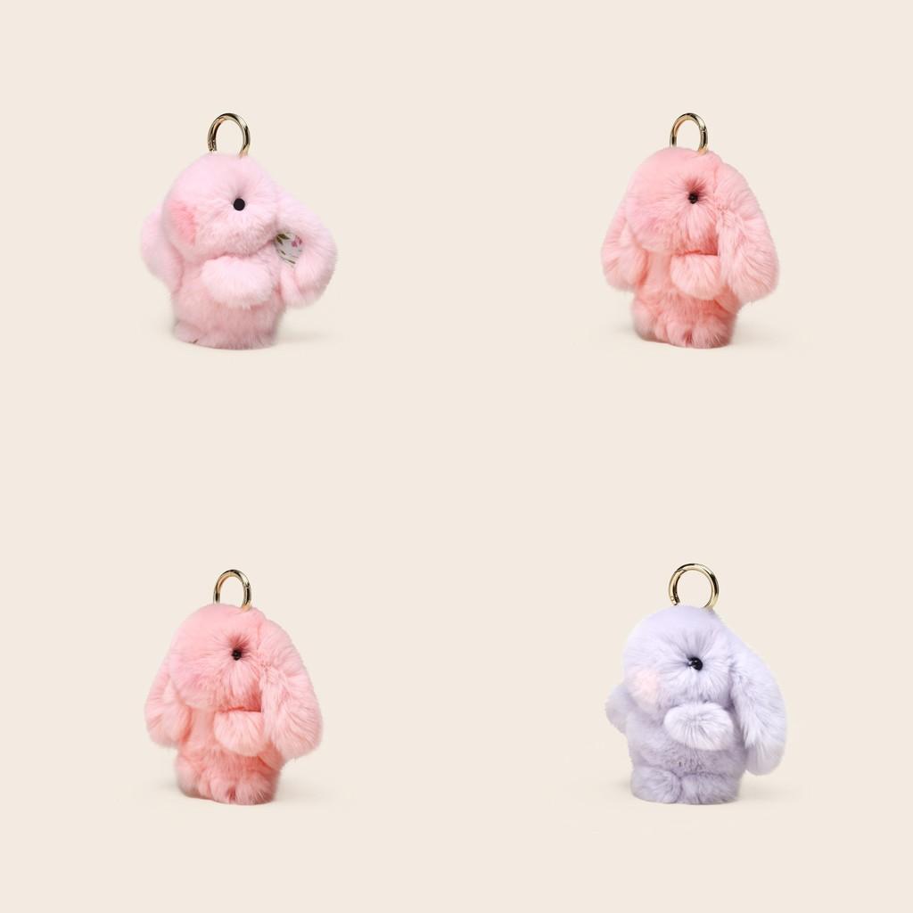 Light Luxury Bunny Plush Keychain With Floral Pattern For Ladies Fashion Accessories