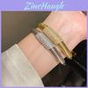 Elegante Bracciale Rigato Ovale Placcato Oro per Donne alla Moda