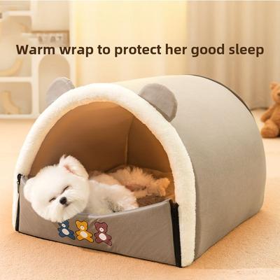 Autumn and Winter Dog Curved House Kennel Medium and Small Dog Yurt Pet Nest Cat Bear Semi-closed Tent