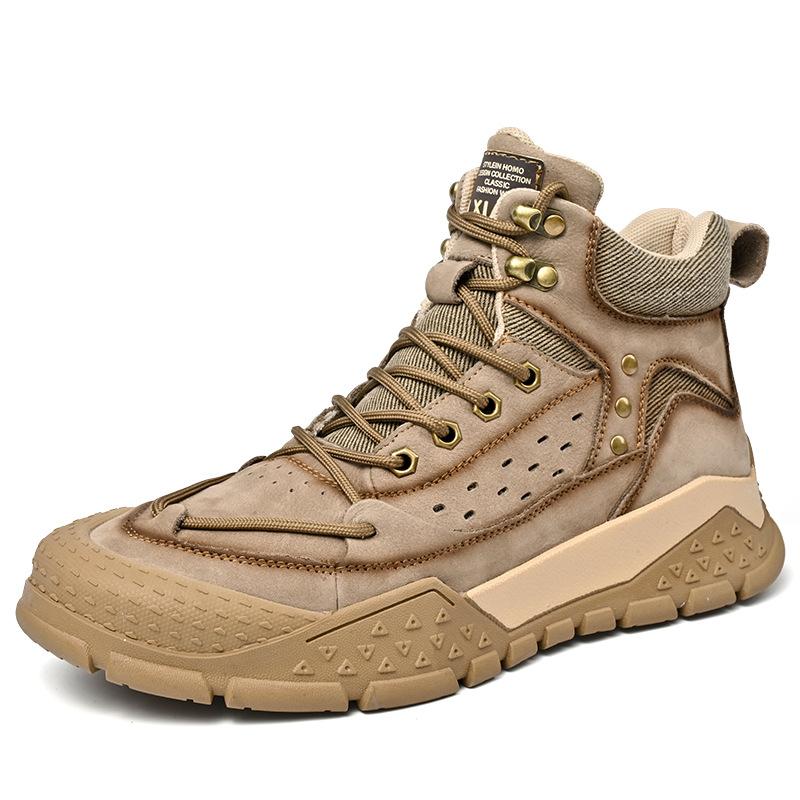 Leather cotton thickened men's shoes autumn outdoor men's leather Martin boots