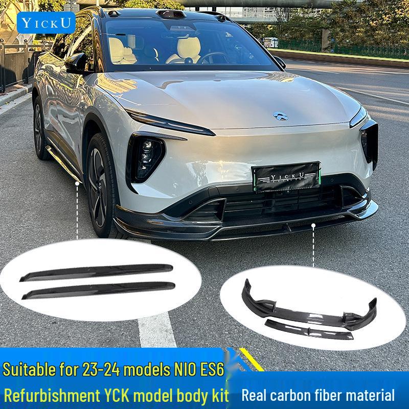 Nio ES6 23-24 Carbon Fiber Body Kit: Front Lip, Rear Lip, Side Skirts, Tail Wing, Wind Deflector, Top Wing.