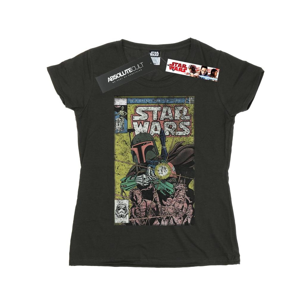 STAR WARS Womens/Ladies Boba Fett Comic Cotton T-Shirt