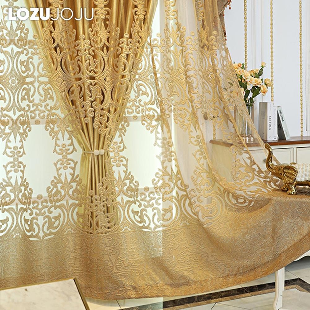 1PC LOZUJOJU Fashionable and Elegant European Hollow Out Tulle Curtains and Sheer Curtains for Living Room Bedroom Home Decor