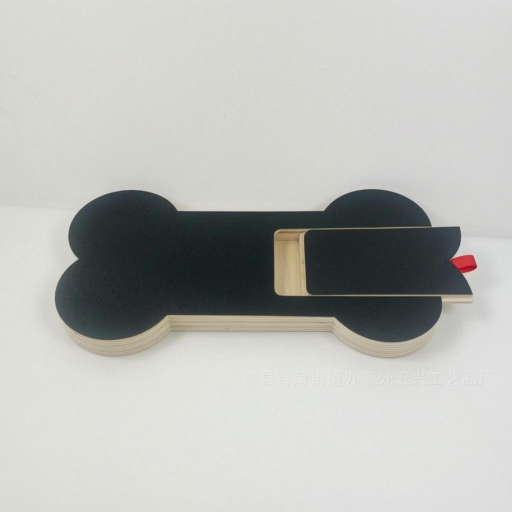 Dog Scratching Board with Compartment Bone-Shaped Nail File Wooden