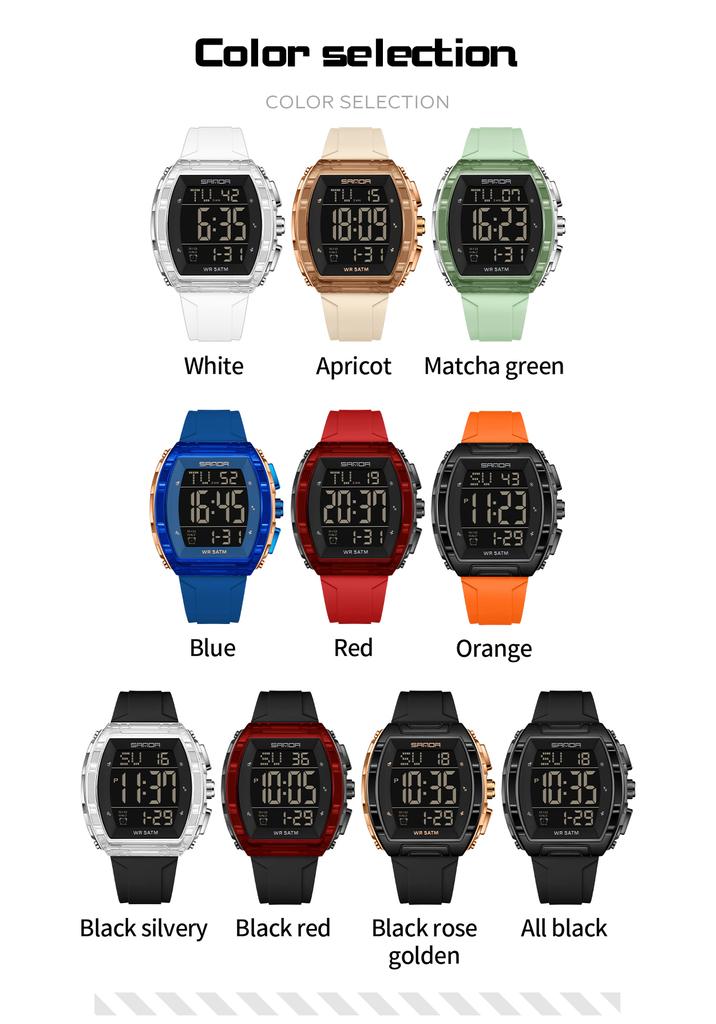 SANDA New 6286 Men's Electronic Watch Wine Barrel Shaped Multifunctional Waterproof LED Men's Electronic Watch