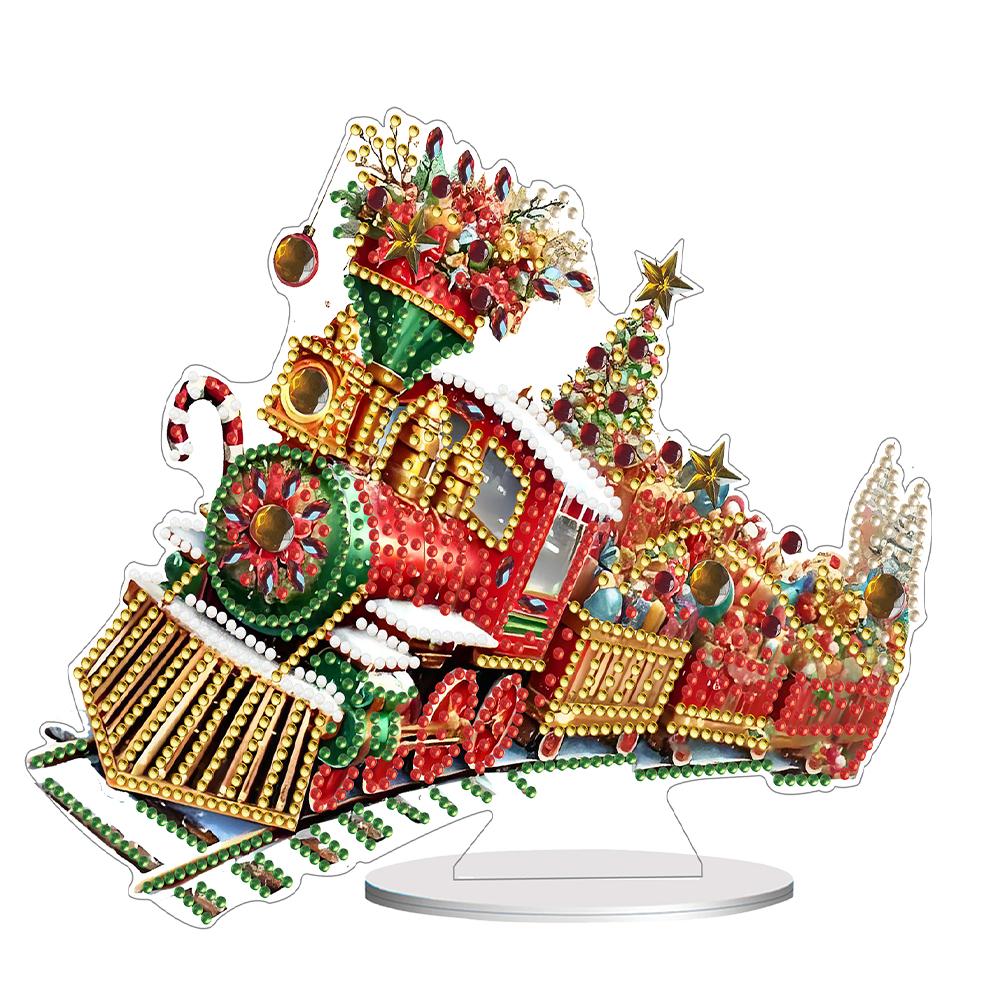 Acrylic Christmas Santa Claus Deer Table Top Diamond Painting Ornament Kits Rhinestones Desktop Ornaments for Home Office Decor
