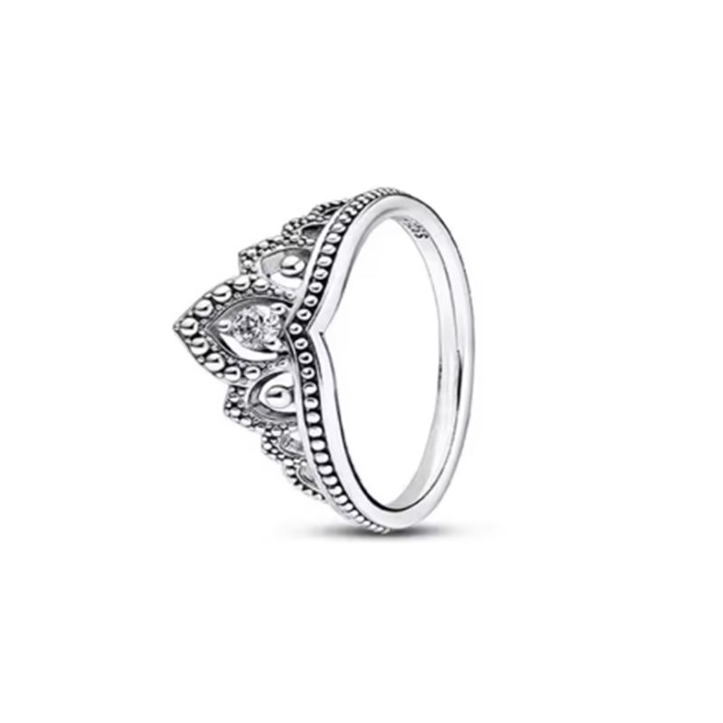 New 925 Silver Sparkling Bow Double Hearted Zircon Ring for Women DIY High Quality Wedding Jewelry Gifts