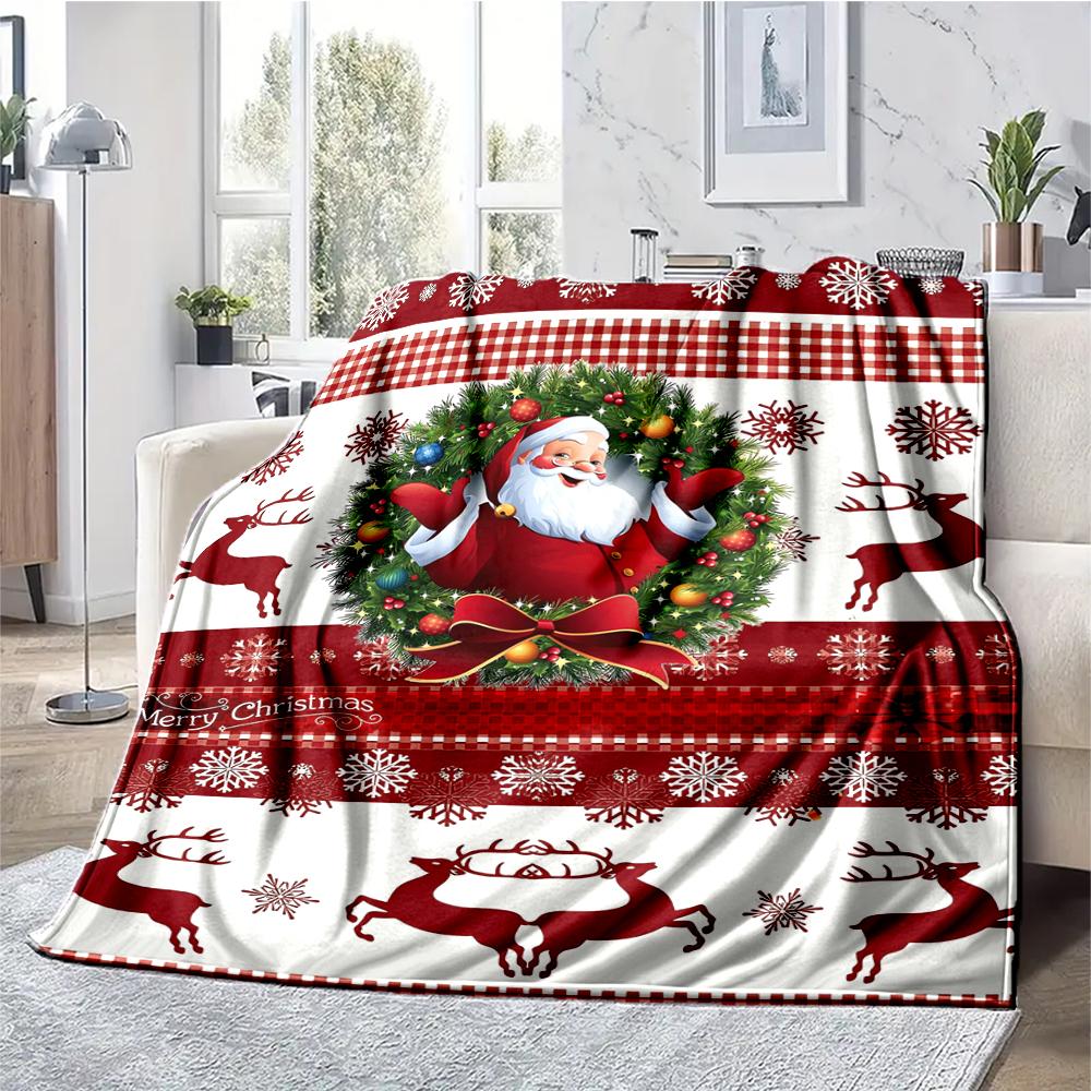 Christmas Theme Printed Blanket - Perfect for Couch, Bed, Travel & Outdoor Use | Machine Washable, Cozy & Durable.