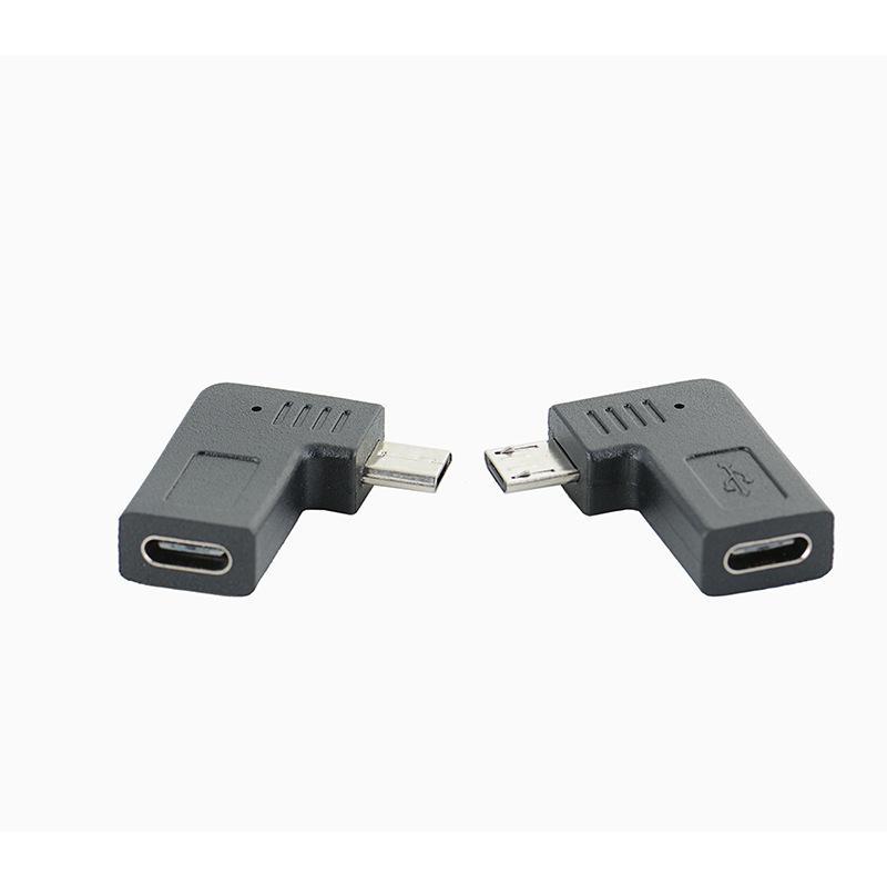 Right Angle Type C to Micro USB OTG Adapter Snug Fit No Loose Fast Charging Data Sync Converter for All Android Mobile Devices