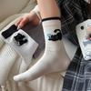 Women's Mid-calf Socks, Cute Plush Puppy, Bow Pile Socks, Pure Cotton Anti-pilling Women's Long Socks
