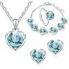 Women's Crystal Heart Jewelry Set: Necklace, Earrings, Ring, and Bracelet
