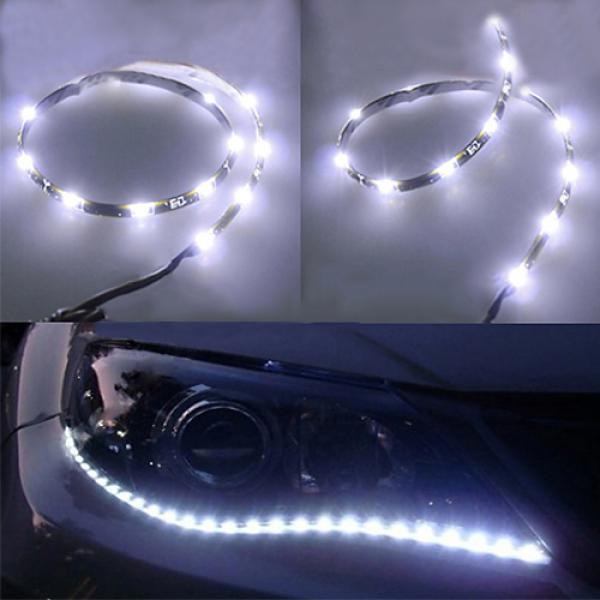 4Pcs 30cm 3528 SMD 15 LED Car Trucks Motor Grill Flexible Waterproof Light Strips