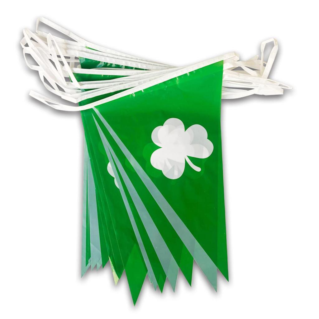 10m St. Patrick's Day Clover Green Triangle Flag Banner