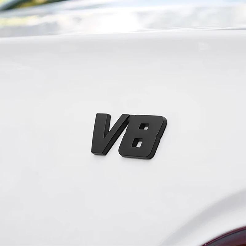 3D Metal V6 V8 Car Logo Stickers Universal Exterior Stickers Scratch Protection Sticker for Rear Tailgate Car Acceesories