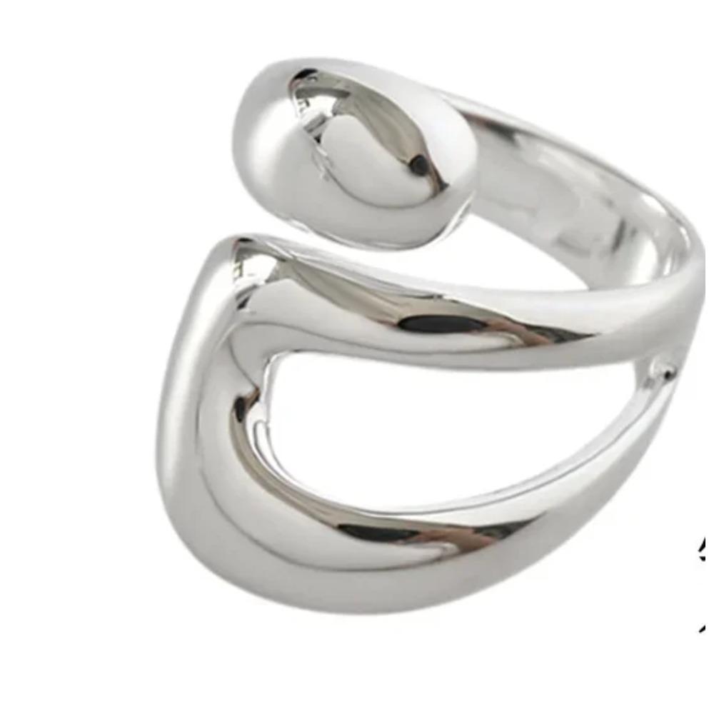 925 Silver Rings for Women Geometric Handmade Irregular Strip Ring Fashion Jewelry Gift