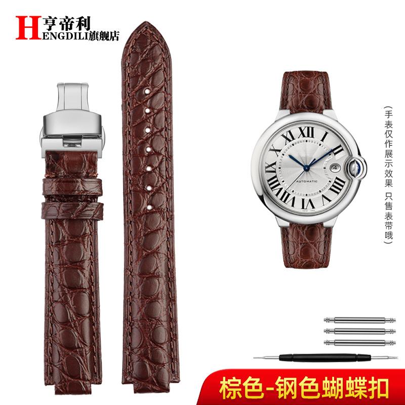 18-11mm 20-12mm Crocodile Genuine Leather Watchband For Cartier Blue Balloon Wsbb0025 Bracelet Watch Men's Women's Replace Strap