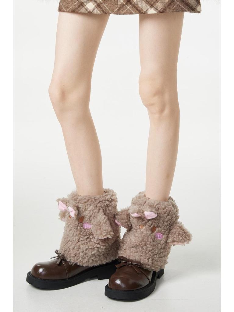 Adorables Calentadores de Pierna de Oveja para Botas de Invierno - Media Pantorrilla, Acogedores y Lindos para Niñas