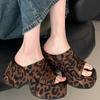 Summer Fashion Open Toe Leopard Print Platform Wedge Woman Slippers Chunky Heels Shoes Zapatos De Mujer
