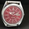VINTAGE SEIKO 5 AUTOMATIC 6309A REFURBISHED JAPAN MENS RED DIAL WATCH A444678-1