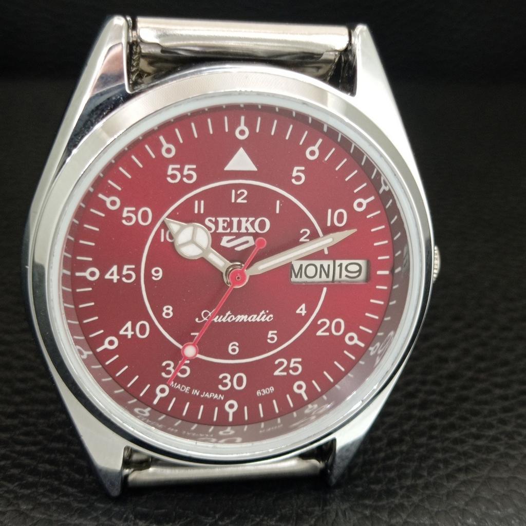 VINTAGE SEIKO 5 AUTOMATIC 6309A REFURBISHED JAPAN MENS RED DIAL WATCH A444678-1