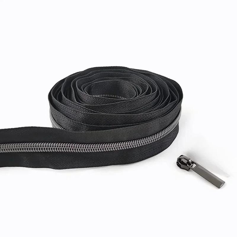 2/4/10Meters 3# 5# Black Nylon Zippers By The Meter with Zipper Puller Jacket Coat Sewing Zip Repair Garment Crafts Accessories