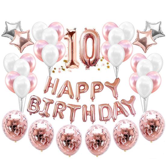 Happy Birthday Number Star Balloons Confettis Set Home Restaurant Party Decor