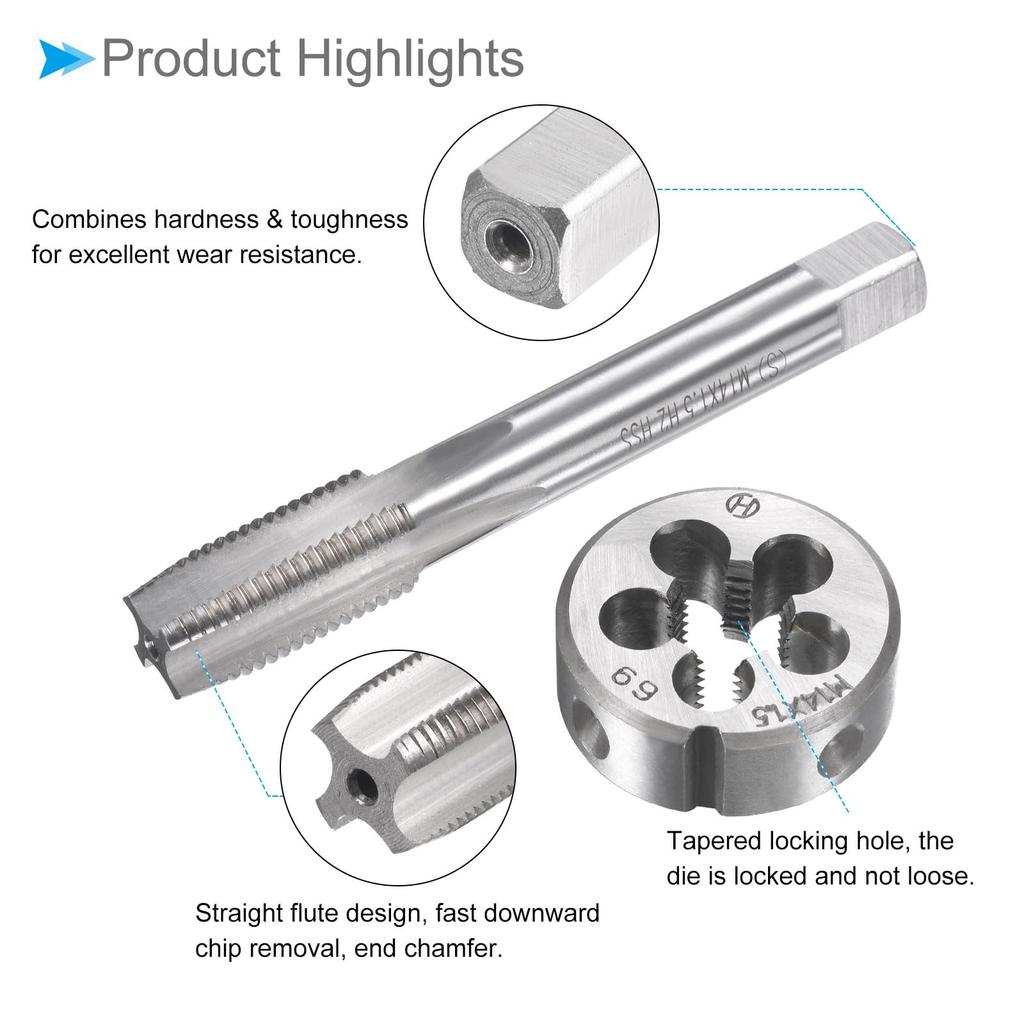 CoCud Tap Dice Tap & Die Set M14 x 1.5 Thread High Speed Steel