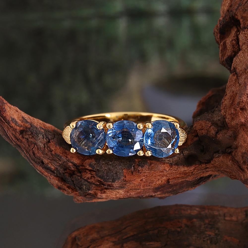 925 sterling silver women's ring natural round 6.0mm kyanite gemstone fine jewelry for mom's Festive and birthdays gift