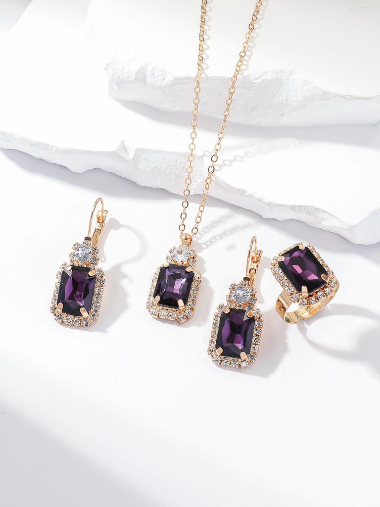 Conjunto de Colar e Brincos de Diamante de Luxo Acessórios para Festa Vestido de Casamento Jantar Corrente de Colar e Brincos de Strass da Moda para Meninas