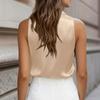 Blusa senza maniche in raso con scollo drappeggiato da donna, top a canotta morbido e leggero con scollo a cascata, vestibilità rilassata, abbigliamento da ufficio