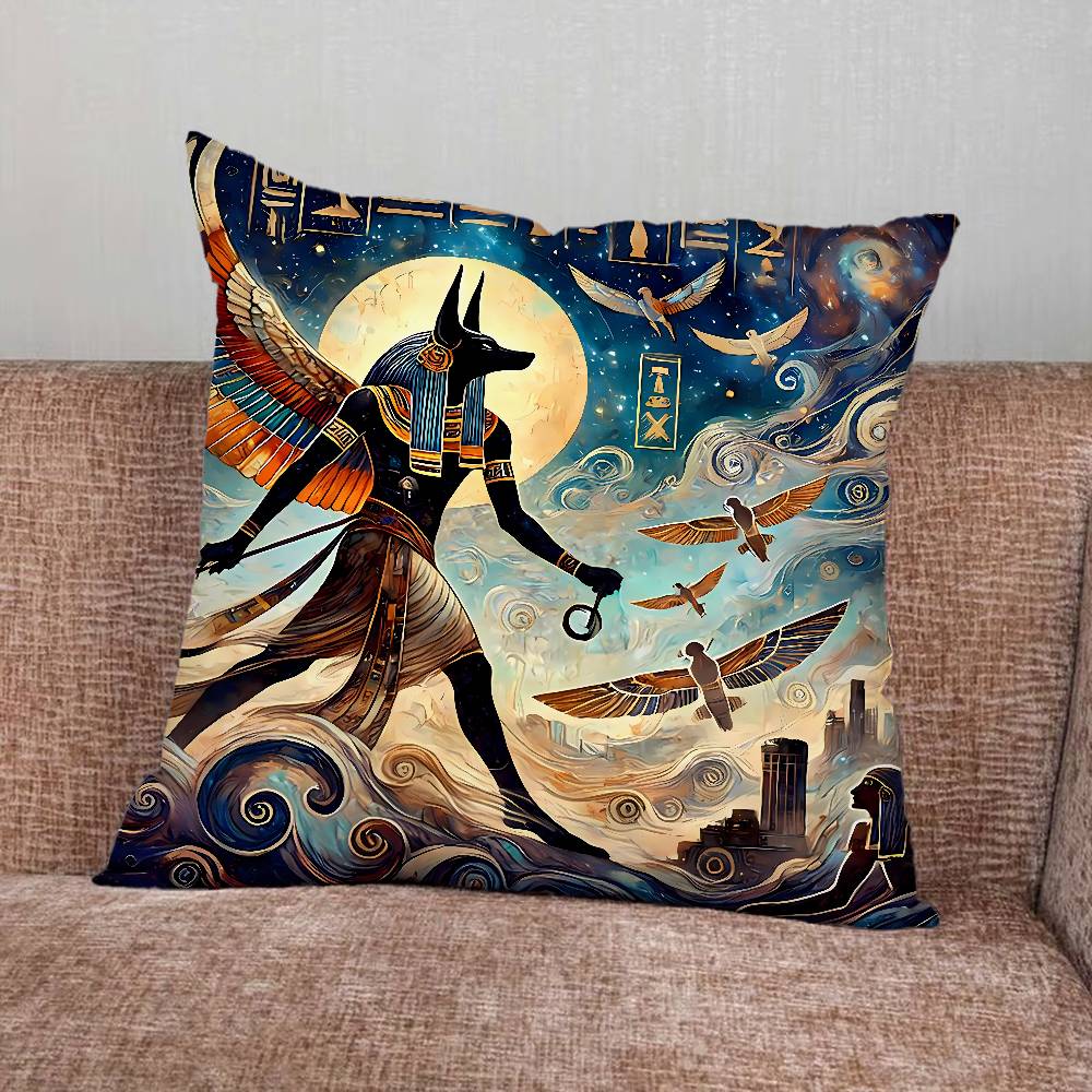 Ancient Egyptian God Anubis Pillow Case For Home Bedroom Car Office Decoration Living Room Sofa Cushion Cover Suitable
