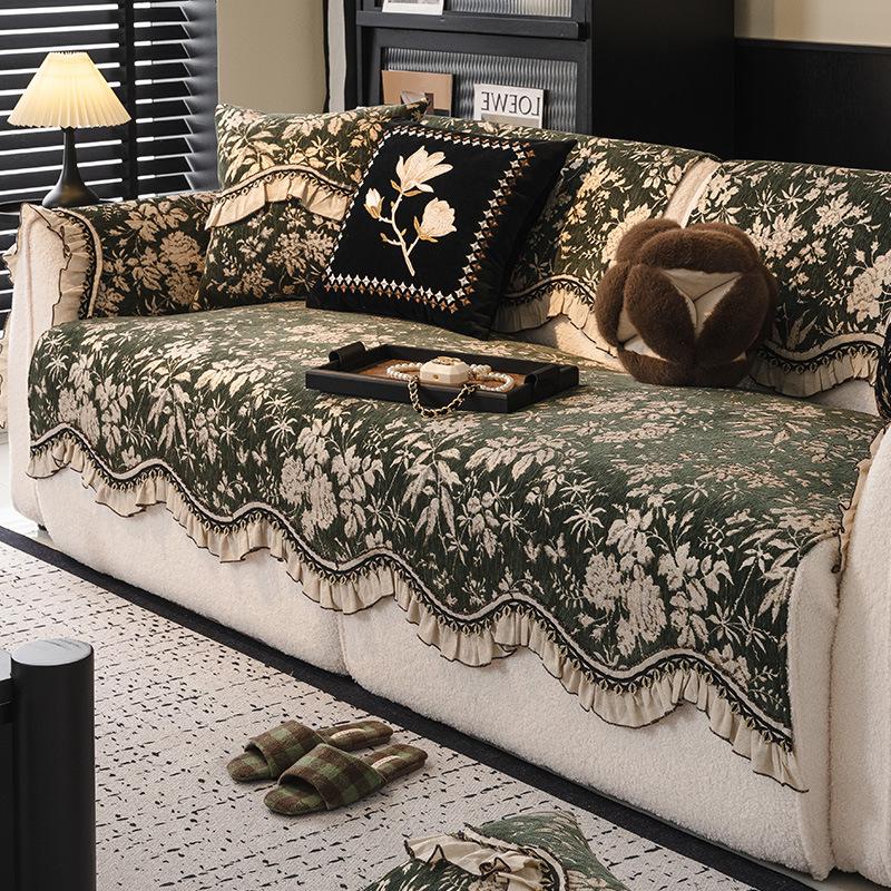 French Special-Shaped Sofa Cushion Light Luxury High-End Non-Slip Straight Row Sofa Seat Cushion Universal In All Seasons New Cover Towel