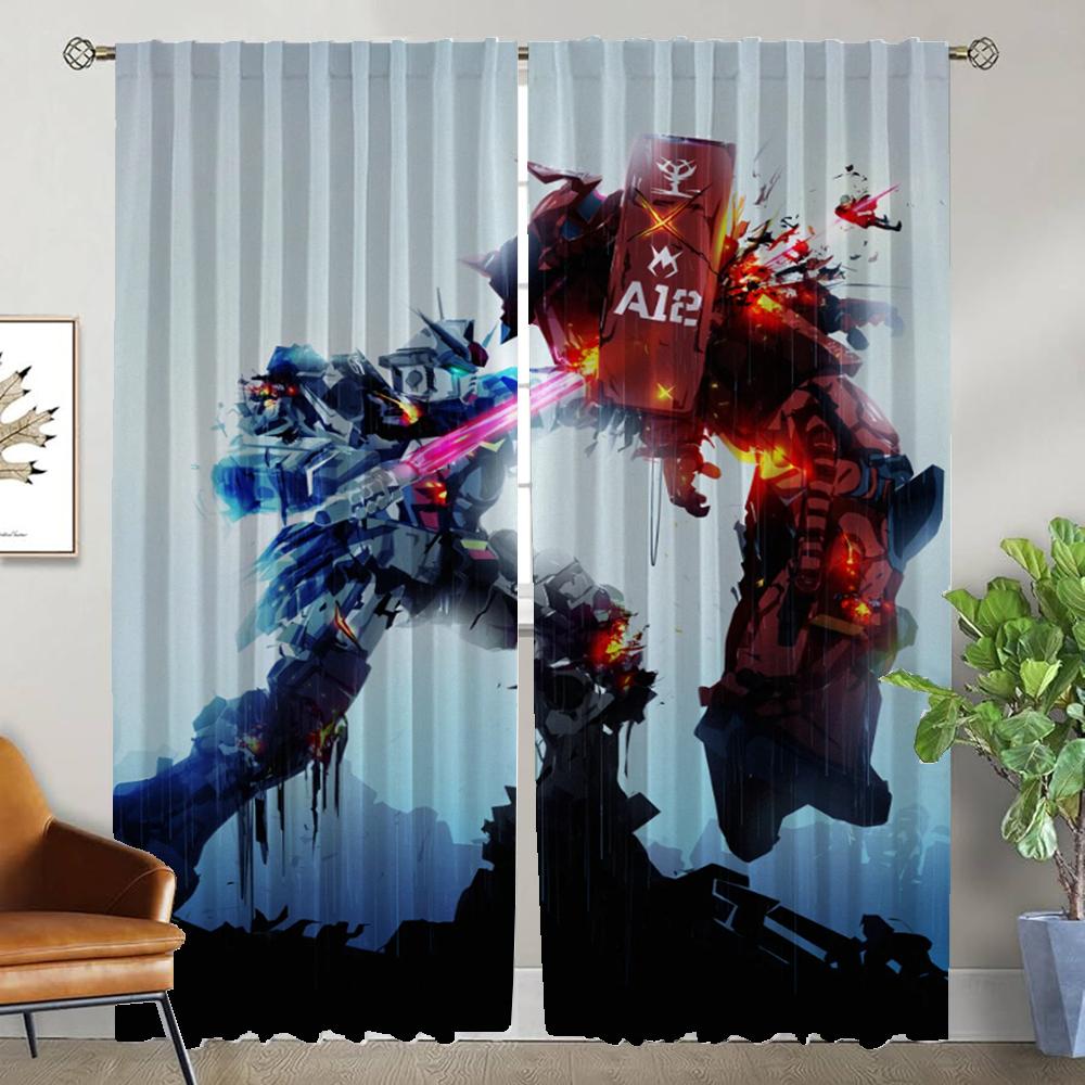 Blackout Curtain for Room 2 Panel Gundams Modern Living Room Curtains Home Interior Curtains Shades Partition Tulle for Bedroom