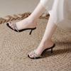 2025 Sandals Women's Shoes Summer High Heels Stiletto Elegant Party Stripper Fashion Sexy Gold Designer Women Sandals