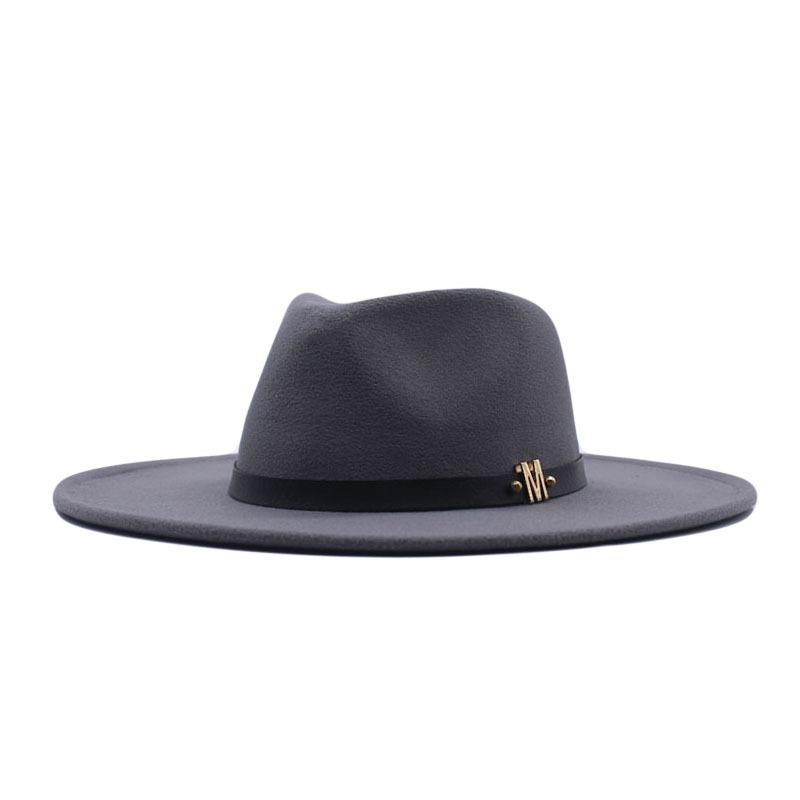 Europe, America, Autumn and Winter New M Standard Big Eaves Peach Heart Concave Convex Top Fashion Flat Top Hat Women's Woolen Jazz Hat