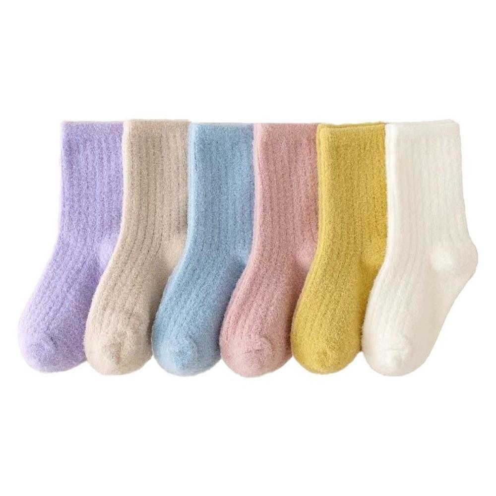 4 Pairs Thickened Design Warm Socks 4 Pairs Thickening Mid-Calf Socks Warm Fleece Socks For Girls