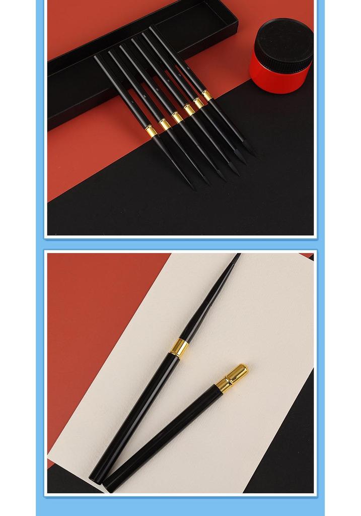 Cross Black Swan Oil Painting Brush Set - 6-Piece, Soft Bristles, Aluminum Handle, Colored for Art Students
