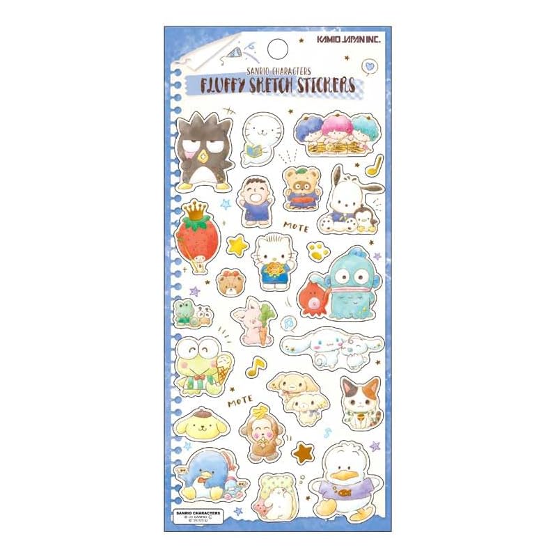 Kamio Japan Sanrio Characters Fluffy Sketch Stickers Blue 284630