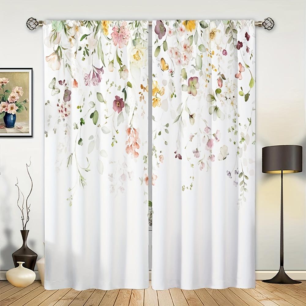 Pink Flower Floral Leaf Girl 2Pcs Kids Window Curtain Blinds For Children's Bedroom Living Room Bathroom Kicthen Door Home Decor