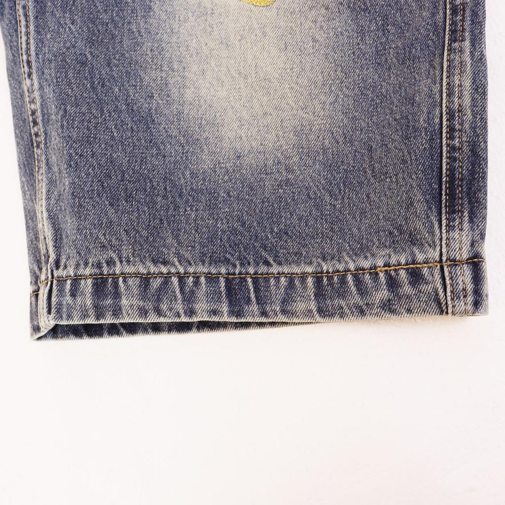 Trendige Vintage Herren-Jeansshorts, Oversize Street Style 3D-Aufnäher-Stickerei Knielange Shorts
